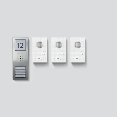 Siedle Audio-Türsprechanlage SET CAB 850-3 E/W | Bus-System | 3 Innenstationen weiß | 1 Außenstation silber | Aufputz