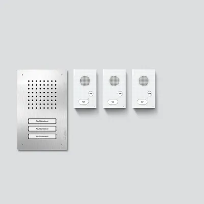 Siedle Audio-Set Classic CLAB 850-3 E/W | Türsprechanlage Bus-System | 3 Innenstationen | Edelstahl | Silber/Weiß