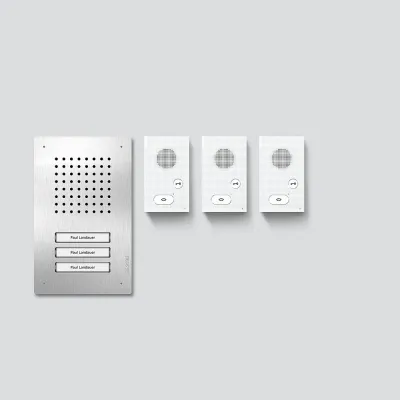 Siedle Audio-Set Classic CLAB 850-3 E/W | Türsprechanlage Bus-System | 3 Innenstationen | Edelstahl | Silber/Weiß