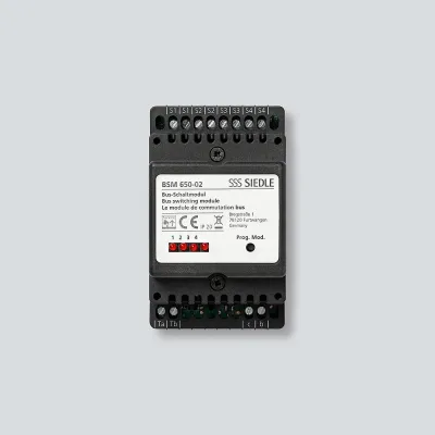 Siedle Bus-Schaltmodul BSM 650-02 | 4 Relais potentialfrei | Bus-System | DIN-Schiene | 12 V AC | Schwarz
