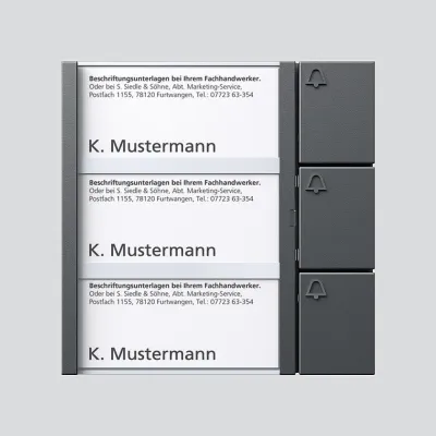 Siedle BTM 650-03 DG | Bus-Tasten-Modul | 3 Klingeltasten | Namensschild | Bus-System | 99x99x27mm | dunkelgrau-glimmer