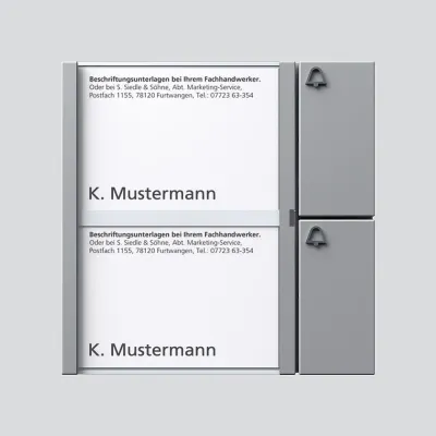 Siedle Bus-Tastenmodul BTM 650-02 SM | Klingelmodul 2 Ruftasten | Namensschilder | Bus-System | IP54 | Silber-Metallic