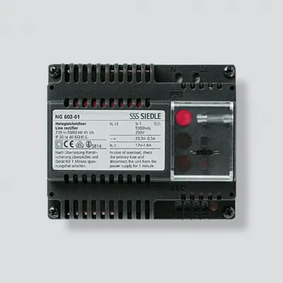Siedle Netzgerät NG 602-01 DE | Netzgleichrichter 1+n Technik | 230V AC | 23,3V Ausgang | IP20 | DIN-Schiene | Schwarz