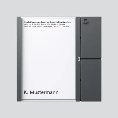 Siedle Tastenmodul TM 612-1 DG | 1+n System | 1 Ruftaste | Namensschild | 99x99x27mm | dunkelgrau