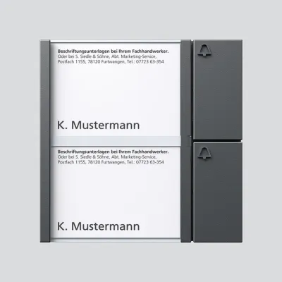 Siedle TM 612-2 DG Tasten-Modul | 2 Ruftasten | Namensschild | 1+n System | UP/AP | dunkelgrau glimmer