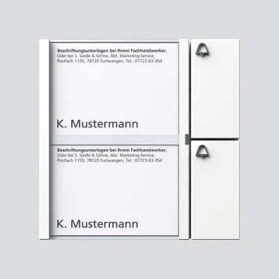 Siedle TM 612-2 W Tastenmodul Türklingel 1+n | 2 Ruftasten | Namensschild | Kunststoff Weiß | 99x99x27mm
