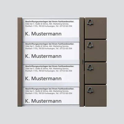 Siedle Tastenmodul TM 612-4 BG 4919392 | Türklingel-Modul 4 Tasten | 1+n System | Namensschild | Bernstein-Glimmer