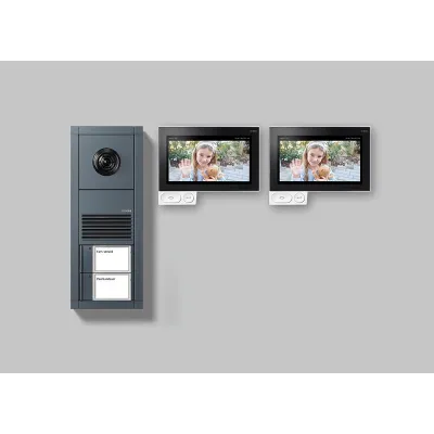 Siedle Video-Türsprechanlage SET VVA 700-2 AG | Bus-System | 2 Innenstationen | Unterputz | Aluminium | anthrazit