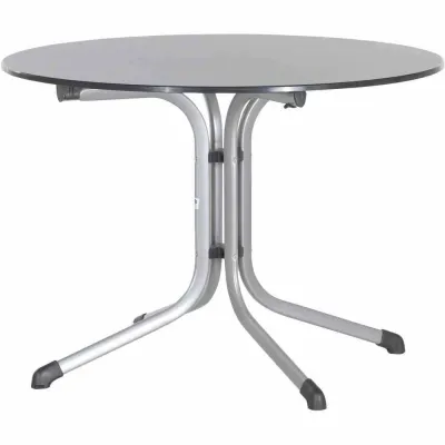 SIEGER Klapptisch 3145-50 | Rundtisch Balkon & Garten | Ø100cm | wetterfeste Vivodur-Platte | Stahlgestell | Anthrazit