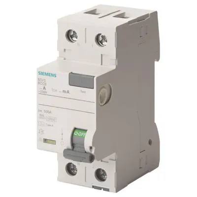 Siemens FI-Schutzschalter 5SV3414-6KL | Typ A | 2-polig | 40A | 100mA | 230V AC | N-links | 2TE | DIN-Schiene | IP20