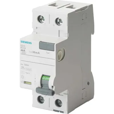 Siemens FI-Schutzschalter 5SV3314-3 | Typ F | 2-polig | 40A | 30mA | 230V AC | kurzzeitverzögert | DIN-Schiene | 2TE