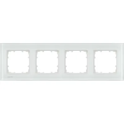 Siemens Rahmen 4-fach Delta Miro Glas 5TG1204-1 | Schalterrahmen | Glas | glänzend | 303x90mm | weiß