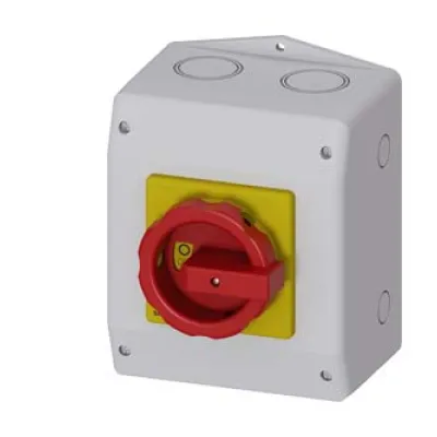 Siemens Haupt-/Not-Aus-Schalter 3LD2565-1TC53 | 4-polig | 63A | 22kW | IP65 | Einbaugerät | verriegelbar | rot/gelb