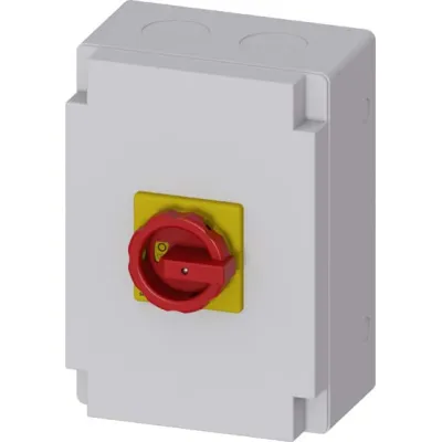 Siemens Haupt-Not-Aus-Schalter 3LD2766-0TB53 | 100A 3-polig | IP65 | Drehantrieb | verriegelbar | Einbaugerät | rot