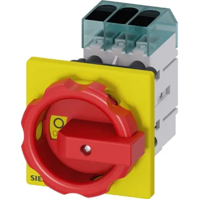 Siemens Lasttrennschalter 3LD3154-0TK53 | Hauptschalter 25A 3-polig | IP65 | Not-Aus | Frontbefestigung | Drehgriff rot