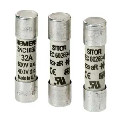 Siemens SITOR Zylindersicherungseinsatz 3NC1025 | 25A | 10x38mm | aR Halbleiterschutz | 600V AC | FF | Keramik