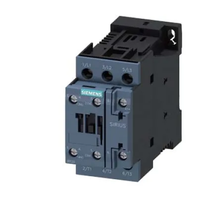 Siemens Leistungsschütz 3RT2026-1DB40 | 11kW 400V | 3-polig | 25A | DC 24V | Schraubanschluss | 1S+1Ö Hilfskontakte | S0