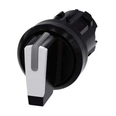 Siemens Knebelschalter 3SU1002-2BL60-0AA0 | beleuchtbar | 3 Stellungen | verrastend | 22mm | Kunststoff | schwarz/weiß