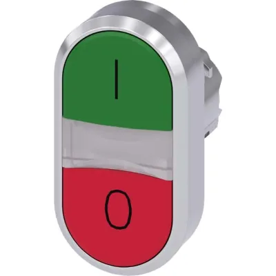 Siemens Doppeldrucktaster 3SU1051-3AB42-0AK0 | beleuchtet | 22mm rund | Metall hochglanz | flach | rot/grün | SIRIUS ACT