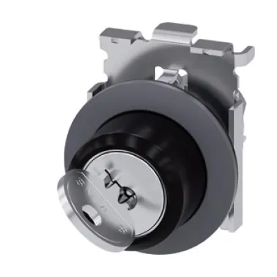 Siemens Schlüsselschalter RONIS 3SU1060-4LF21-0AA0 | 2 Schaltstellungen | 30 mm rund | Metall matt | IP67/IP69K | silber