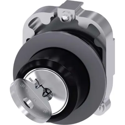 Siemens Schlüsselschalter RONIS 3SU1060-4LF21-0AA0 | 2 Schaltstellungen | 30 mm rund | Metall matt | IP67/IP69K | silber