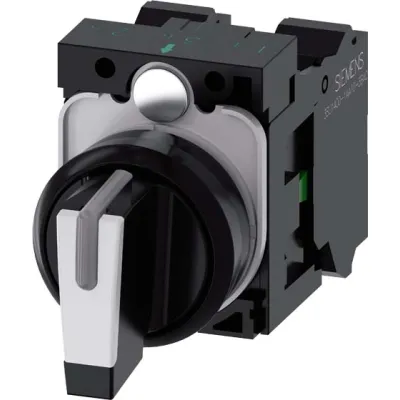 Siemens Knebelschalter 3SU1100-2BL60-3NA0 | beleuchtbar | 3 Schaltstellungen | IP67K | 22mm | Kunststoff | weiß/schwarz