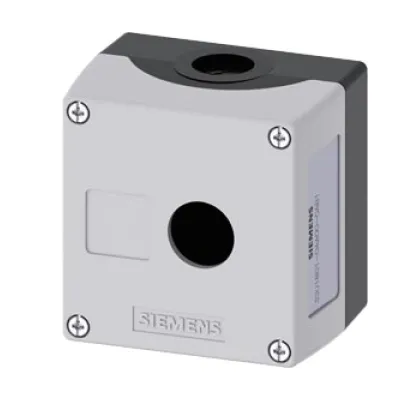 Siemens Gehäuse für Befehlsgeräte 3SU1801-0AA00-0AB1 | Aufbaugehäuse 22mm rund | IP68 Kunststoff | 1-fach grau