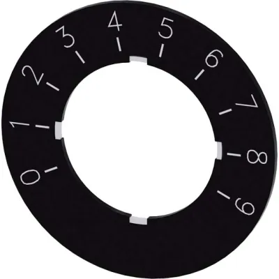Siemens Bezeichnungsschild für Potentiometer 3SU1900-0BG16-0RT0 | Skala 0-9 | rund | 40mm Außendurchmesser | schwarz