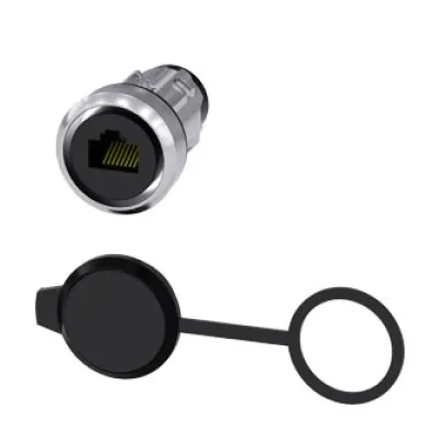 Siemens RJ45 Anschluss 3SU1950-0GB80-0AA0 | 22mm Zubehör Befehlsgerät | Metall hochglanz | silber