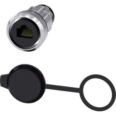 Siemens RJ45 Anschluss 3SU1950-0GB80-0AA0 | 22mm Zubehör Befehlsgerät | Metall hochglanz | silber