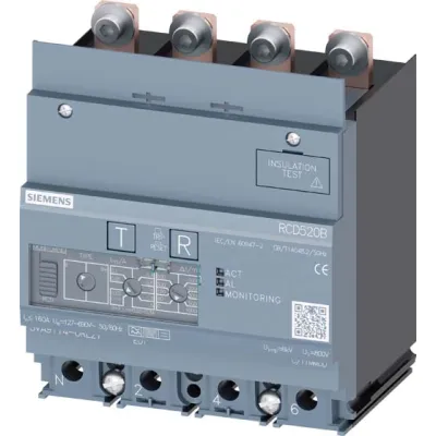 SIEMENS RCD520B Basic 3VA9114-0RL21 | Typ B/B+ | 160A | 4-polig | 0,03–5A | 127–690V | Zubehör 3VA11