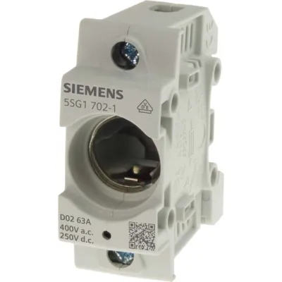 Siemens Sicherungssockel 5SG1702-1 | NEOZED D02 | 1-polig | 63A | 400V AC | DIN-Schiene | Kunststoff | mit Abdeckung