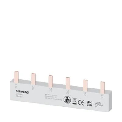 Siemens Stiftsammelschiene 5ST3643 | 3-phasig | 16mm² | 102,5mm | 80A | isoliert | berührungssicher | Phasenschiene