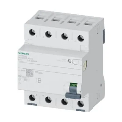 SIEMENS FI-Schutzschalter 5SV3646-4 | Typ B | 4-polig | 63A | 300mA | 400V AC | kurzzeitverzögert | Hutschiene | IP20