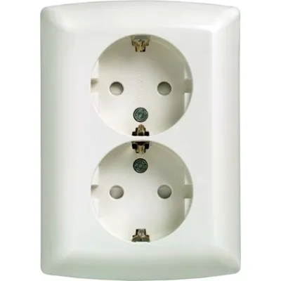 Siemens Doppelsteckdose Schuko Unterputz 16A 250V | erhöhter Berührungsschutz | titanweiß glänzend