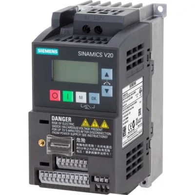 Siemens Frequenzumrichter SINAMICS V20 6SL3210-5BB15-5UV1 | 0,55 kW | 1-phasig | 200–240V | MODBUS RTU | IP20