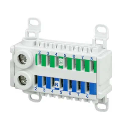 Siemens N/PE-Klemme ALPHA 400-ZS 16-polig 8GS4034-3 | 2x25mm² Schraubklemme | 14x6mm² Steckklemme | blau/grün