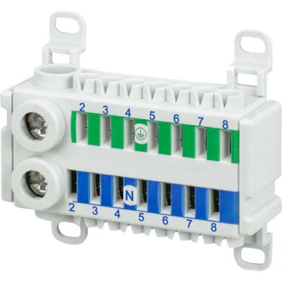 Siemens N/PE-Klemme ALPHA 400-ZS 16-polig 8GS4034-3 | 2x25mm² Schraubklemme | 14x6mm² Steckklemme | blau/grün