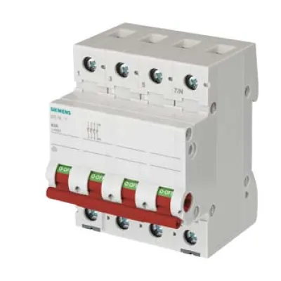 Siemens Ausschalter 5TL1663-1 | Lasttrennschalter 63A 3-polig+N | Hutschienenmontage | 440V AC | roter Griff | 4TE