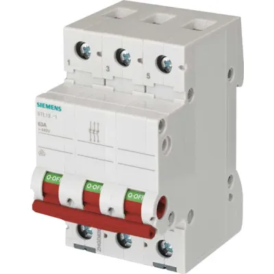 Siemens Ausschalter 5TL1363-1 | 63A | 3-polig | Lasttrennschalter für Hutschiene | 440V AC | roter Griff