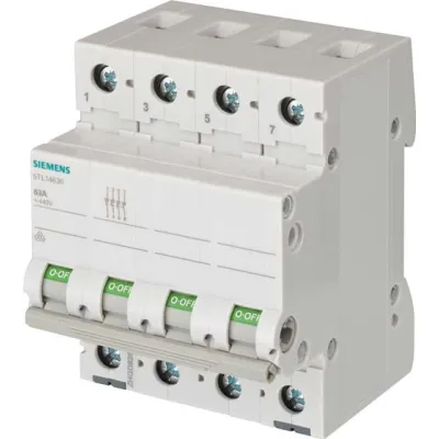 Siemens Lasttrennschalter 5TL1463-0 | Ausschalter 63A 4-polig | Hutschienenmontage | 440V | 4TE | grau