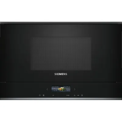 Siemens Einbau-Mikrowelle BE732R1B1 iQ700 | Mikrowelle + Grill | 900W | 21L | Inverter | Automatik | Schwarz/Edelstahl