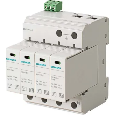 SIEMENS Blitzstromableiter 5SD7414-3 | Typ 1/2 | Überspannungsschutz 240/400V | 3+1 | Hutschiene | Fernmeldekontakt