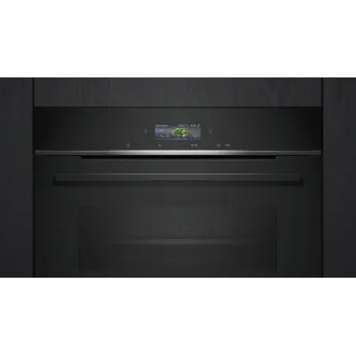 Siemens Kompaktbackofen CB774G1B1 iQ700 | Einbau-Backofen 47l | 11 Heizarten | Pyrolyse | A+ | Smart Home | Schwarz