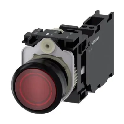Siemens Drucktaster 3SU1102-0AB20-3FA0 | SIRIUS ACT | beleuchtet | 22mm rund | 1S+1Ö | LED 24V | Kunststoff | rot