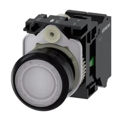 Siemens Leuchtdrucktaster 3SU1102-0AB60-3BA0 | 22 mm rund | LED 24V AC/DC | weiß | IP67/IP69K