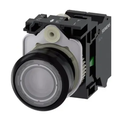 Siemens Drucktaster 3SU1102-0AB70-3BA0 | LED 24V AC/DC | 22mm rund flach | IP67/IP69K | Kunststoff schwarz
