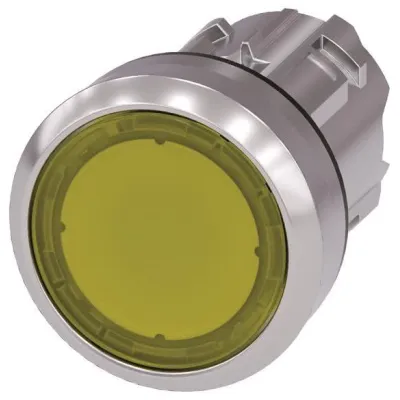 Siemens Drucktaster 3SU1051-0AA30-0AA0 | Leuchtdrucktaster rund 22mm | Metall Frontring | verrastend | gelb