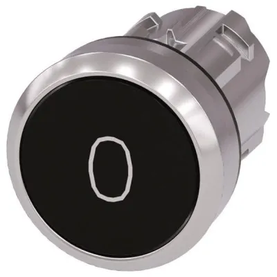 Siemens Drucktaster 3SU1050-0AB10-0AD0 | 22mm rund | flach | Metall Frontring | 1-fach tastend | schwarz