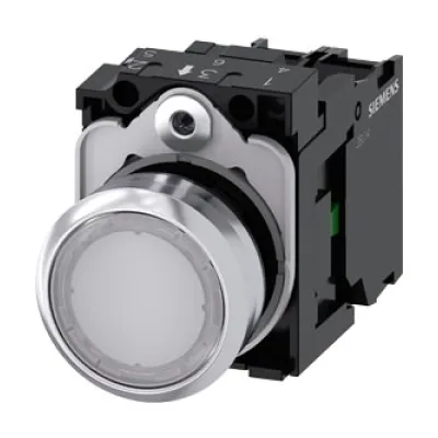 Siemens Leuchtdrucktaster 3SU1152-0AB60-1BA0 | 22mm rund | Metall | LED 24V | IP67/IP69K | weiß